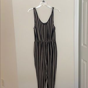 Never worn - Black and white striped jumpsuit